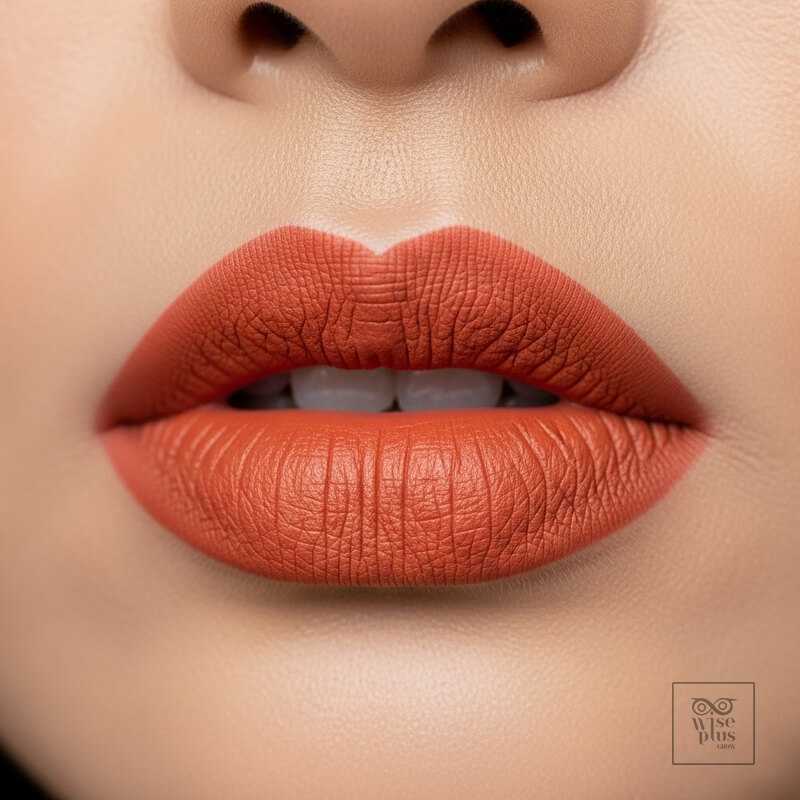 ลิปสติกสีส้มอิฐและสีชาไทยบนโต๊ะเครื่องแป้ง