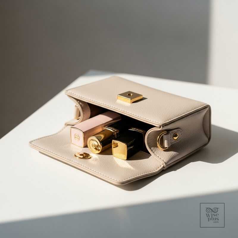 กระเป๋าถือผู้หญิงไทยกับลิปสติกสีคลาสสิก