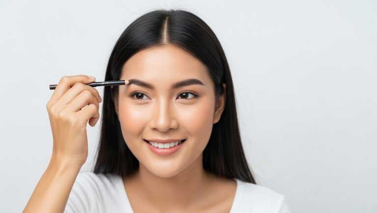 Eyebrow drawing to enhance feng shui