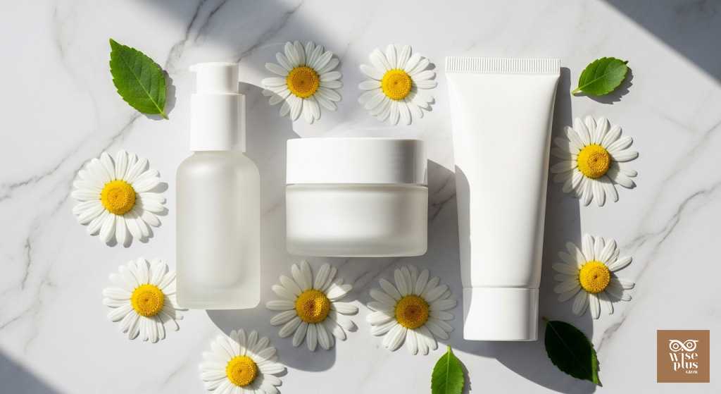 ผลิตภัณฑ์สกินแคร์ที่มีสารสกัดดอกคาโมมายล์ในสูตรอ่อนโยน