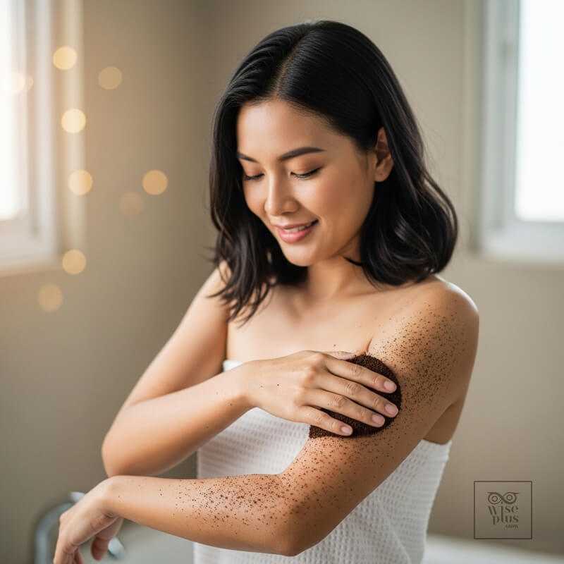 ผิวกระจ่างใสหลังใช้สครับกากกาแฟ