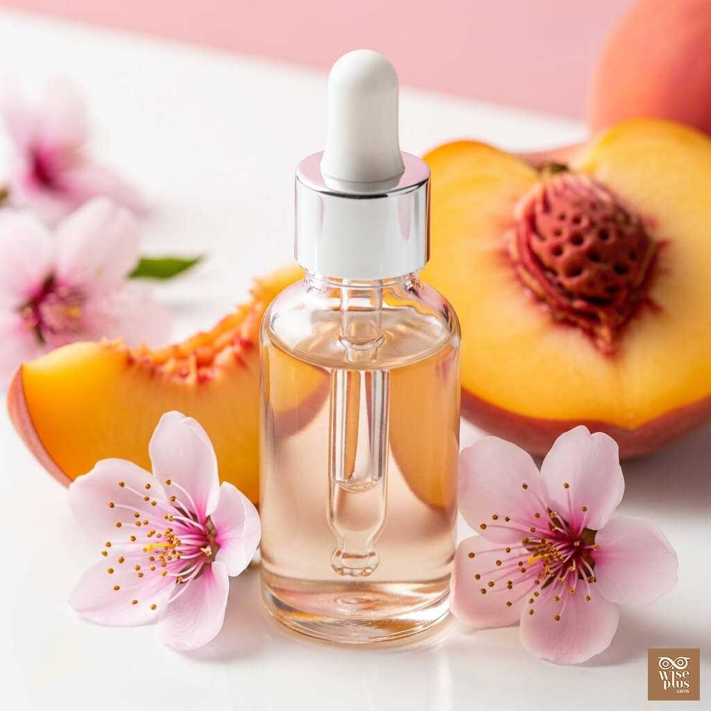 สารสกัดจากลูกพีชในขวดใสสำหรับสกินแคร์ธรรมชาติ