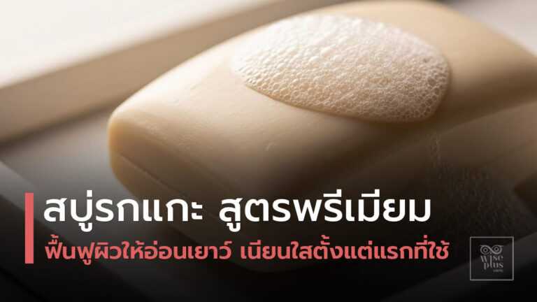 สบู่รกแกะเนื้อพรีเมียมพร้อมฟองละเอียดบนจานหินอ่อน