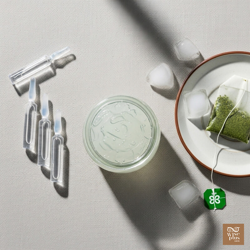 ว่านหางจระเข้น้ำเกลือและชาเขียวช่วยปลอบประโลมผิวเป็นสิว