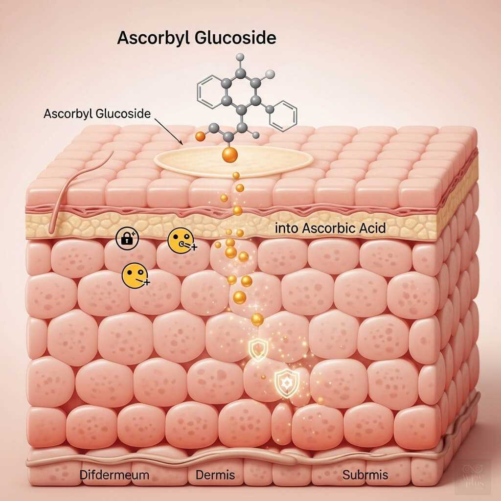 กลไกการปล่อยวิตามินซีจาก Ascorbyl Glucoside อย่างเสถียร