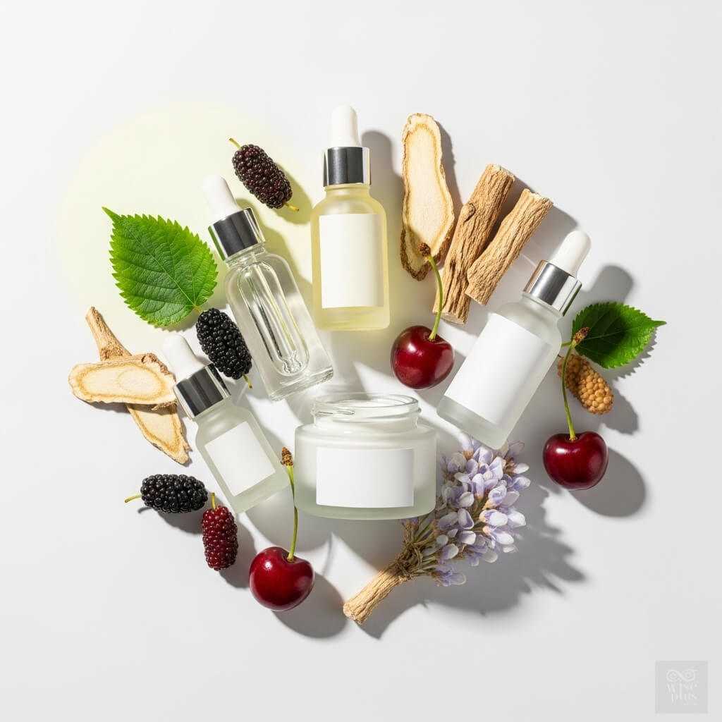 กลไกการยับยั้งเม็ดสีด้วยสารสกัดจากมัลเบอร์รี่ เชอร์รี่ และสกิวเทลลาเรีย