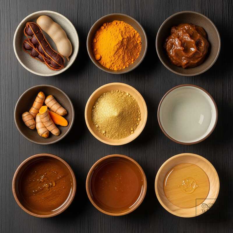 วัตถุดิบทำสครับมะขามขมิ้นทองคำแบบธรรมชาติ