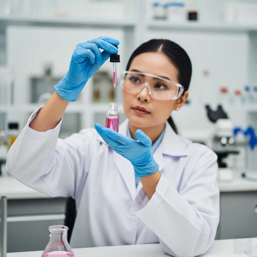 กระบวนการพัฒนาสูตรเซรั่มสารสกัดดอกพีชในห้องแลป