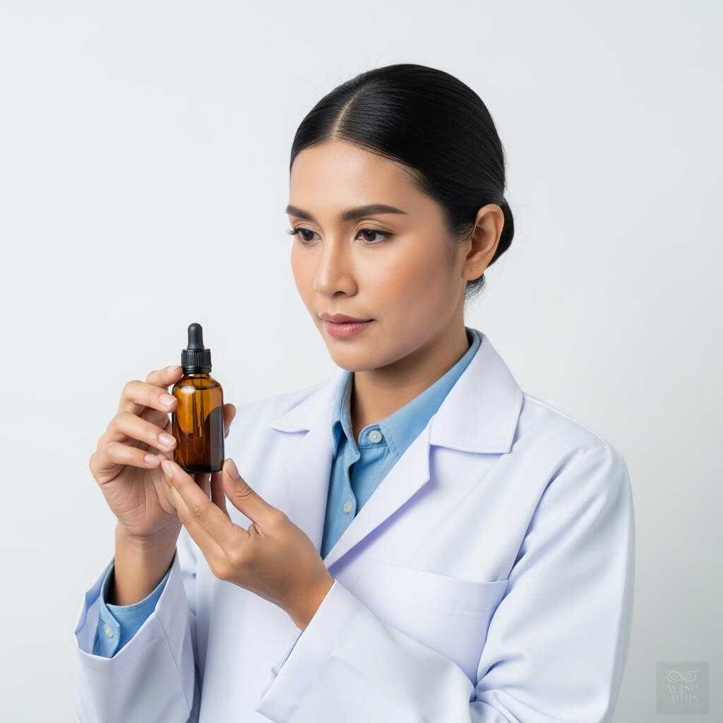 นักวิจัยไทยถือเซรั่มสมุนไพรจากมะหาดเพื่อผิวกระจ่างใส