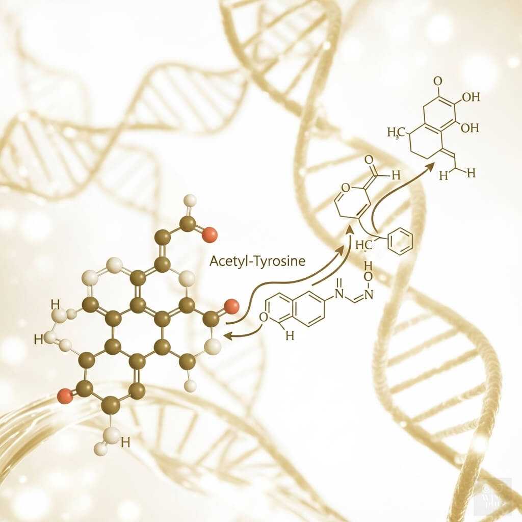 โครงสร้างโมเลกุลแอซิติลไทโรซีนและการทำงานในกระบวนการเมลานิน