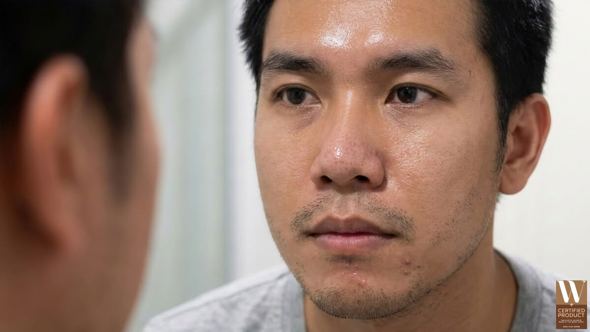 ปัญหาผิวผู้ชายที่พบบ่อย เช่น สิว ผิวมัน รูขุมขนกว้าง และผิวระคายเคือง