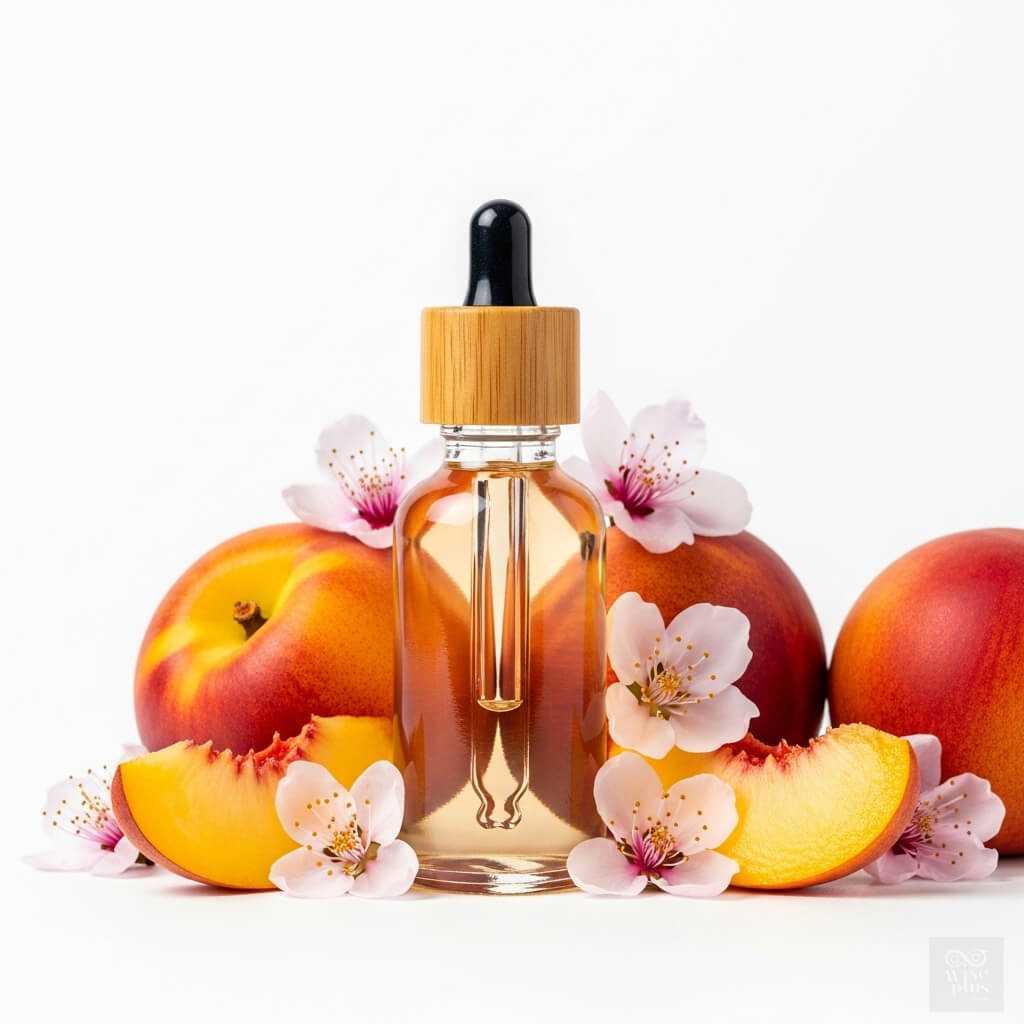 ขวดเซรั่มสารสกัดลูกพีชเพื่อผิวชุ่มชื้น