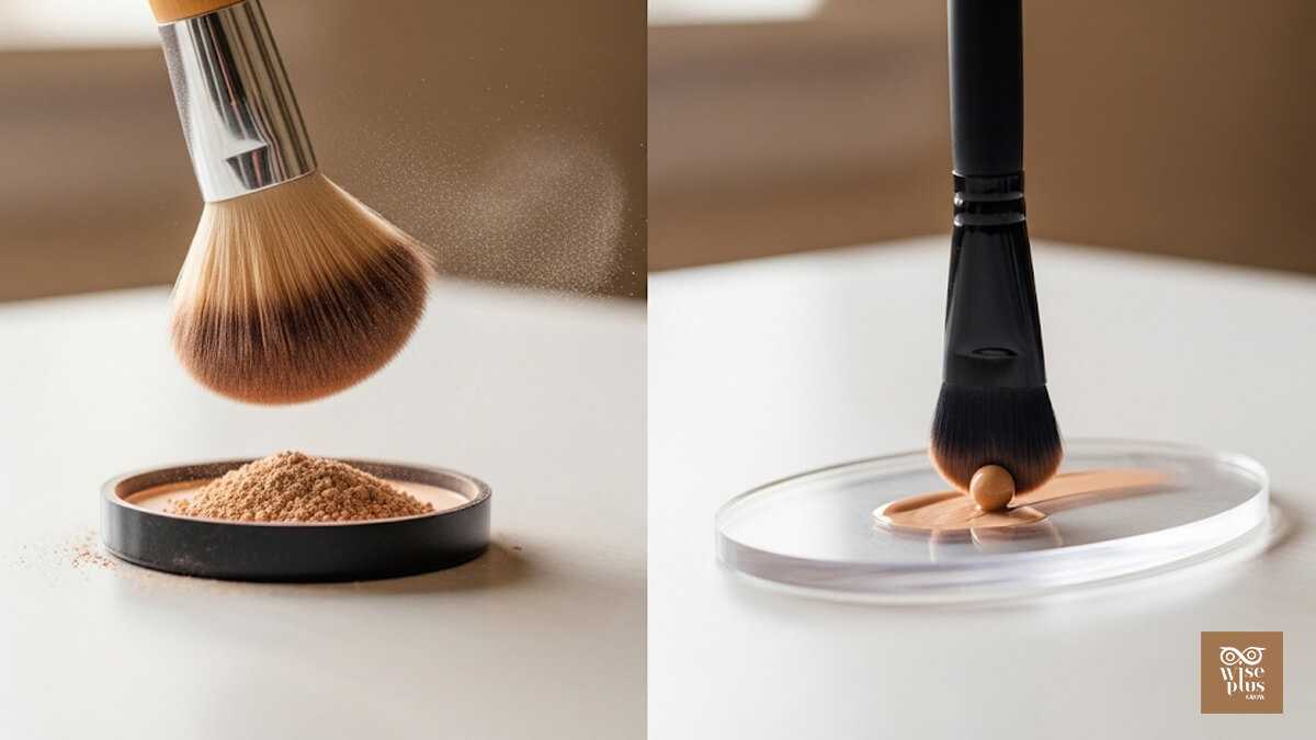 แปรงขนฟูสำหรับฝุ่นและแปรงแน่นสำหรับรองพื้นลิควิด