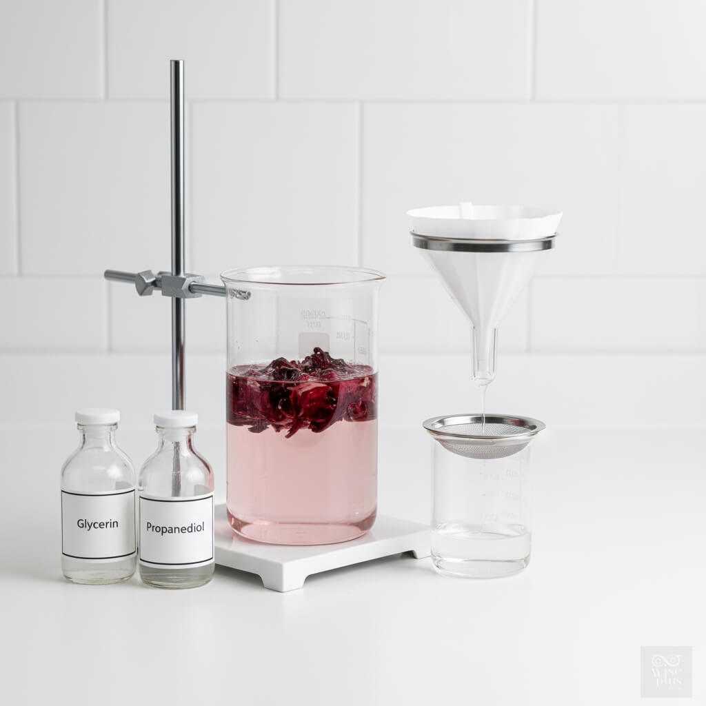 ขั้นตอนสกัดดอกชบาในห้องแล็บ