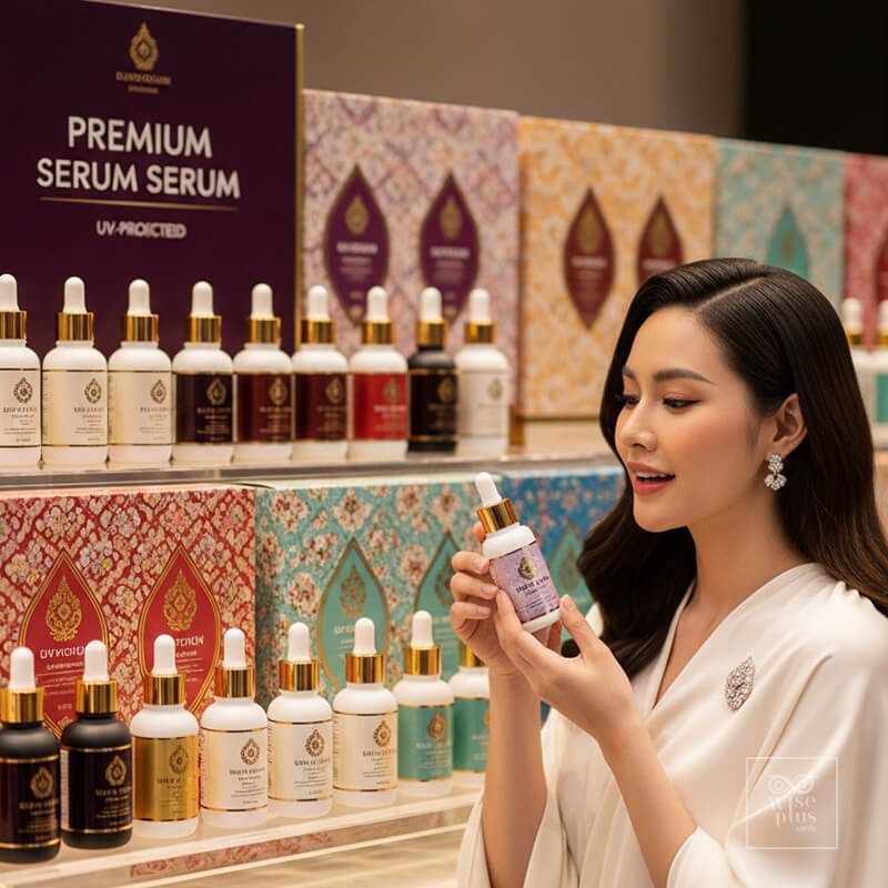 บรรจุภัณฑ์เซรั่มแบบขวดแก้วกันแสงพร้อมดีไซน์แบรนด์