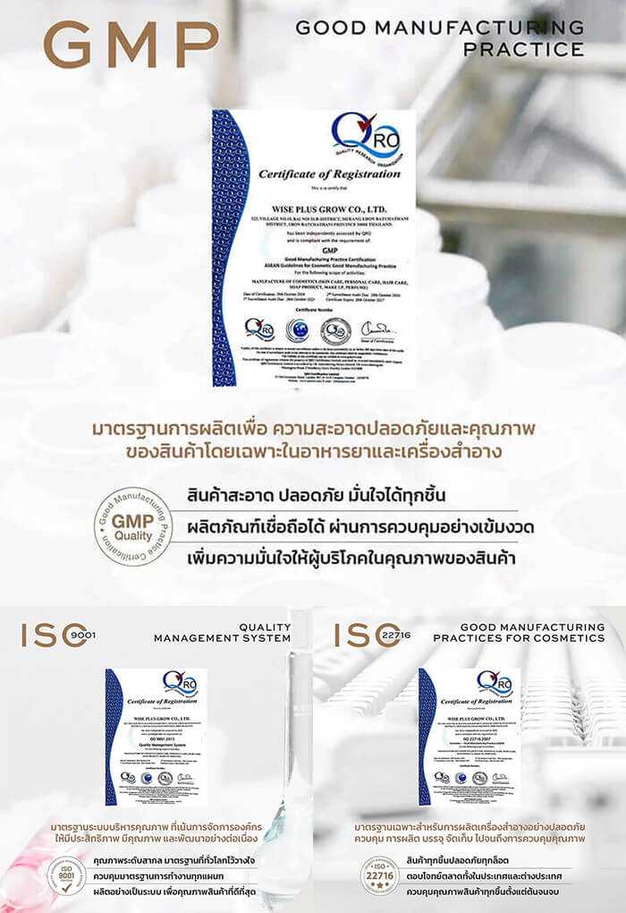 ใบรับรองมาตรฐาน GMP ISO โรงงานผลิตเครื่องสำอางไทย ปี 2025