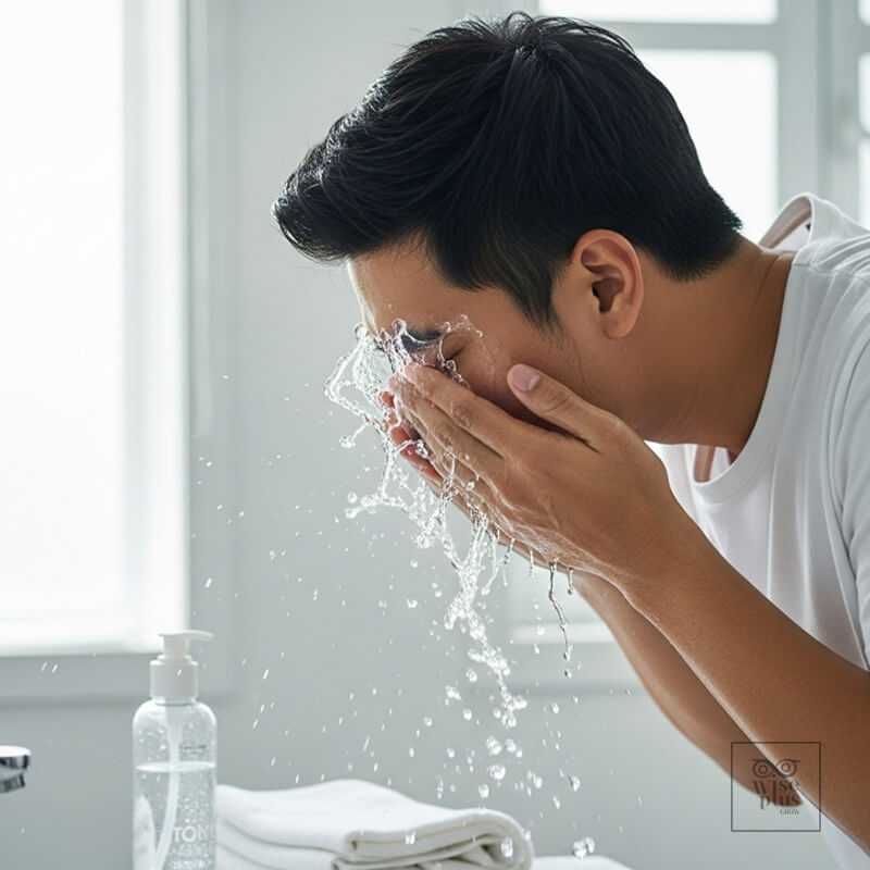 การล้างหน้าและใช้โทนเนอร์สำหรับผู้ชายผิวมัน