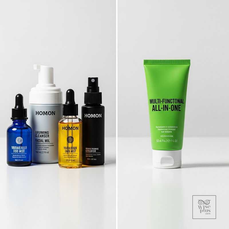 เปรียบเทียบผลิตภัณฑ์ดูแลผิวผู้ชายแบบหลายขั้นตอนกับสูตรรวมในหนึ่งเดียว