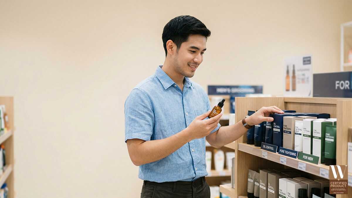 ผู้ชายเลือกผลิตภัณฑ์ลดเลือนรูขุมขนให้เหมาะกับสภาพผิว