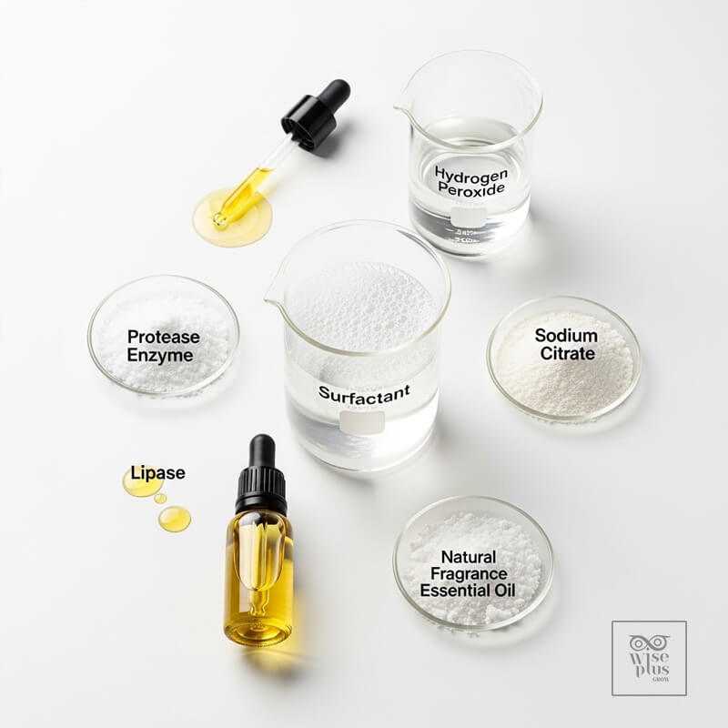 ส่วนผสมหลักของน้ำยาซักผ้าสูตรขจัดคราบอาหาร