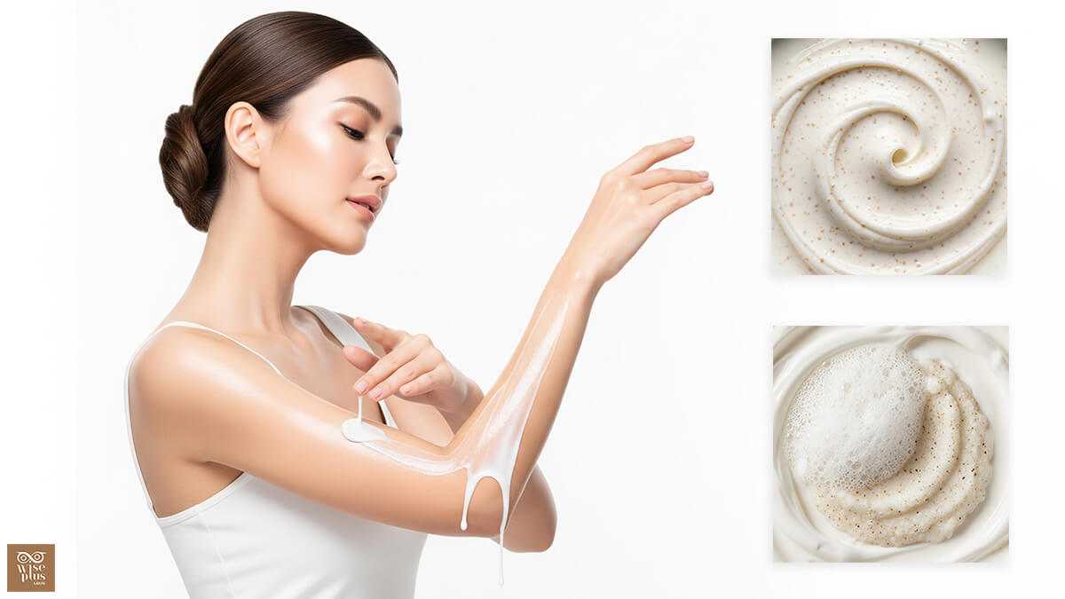 เนื้อสัมผัสของสครับผิวแตกตัวเป็นน้ำนม ทั้งแบบครีมและแบบฟอง