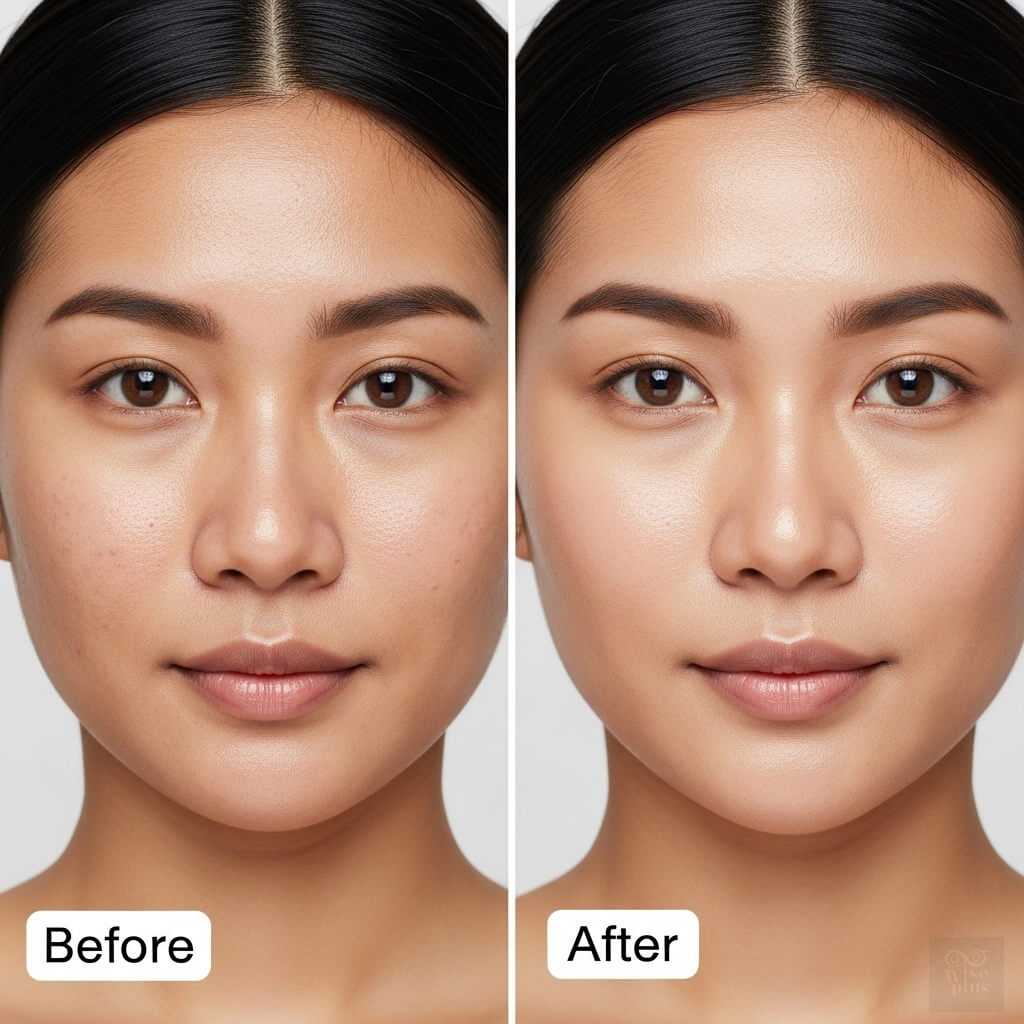 เปรียบเทียบผิวหน้าก่อนและหลังใช้เซรามายด์เซรั่ม ผิวเรียบเนียน กระจ่างใส ลดรอยแดง