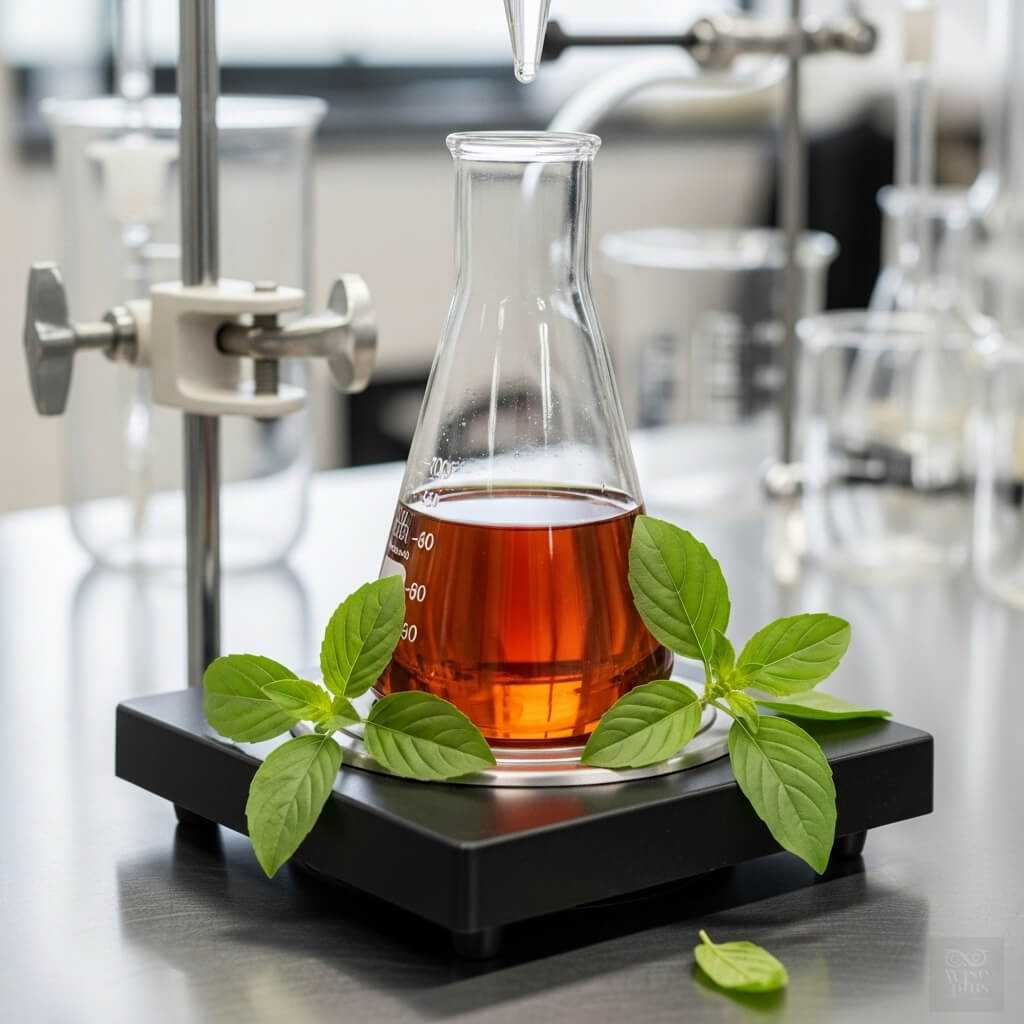 สารสกัดกะเพราจากใบสดในห้องแลป