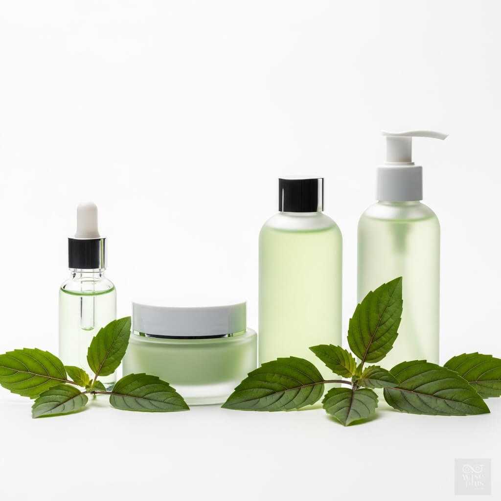 ขวดสกินแคร์จากสารสกัดกะเพรา 4 แบบ