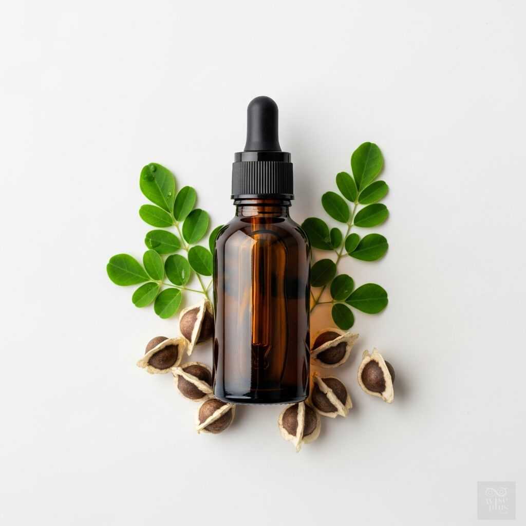 ขวดเซรั่มน้ำมันมะรุมเพื่อผิวโกลว์สุขภาพดี