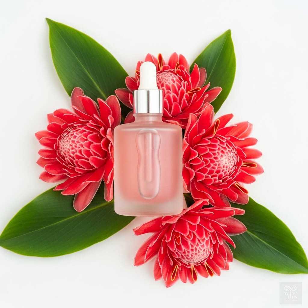 ขวดเซรั่มสารสกัดดอกดาหลาสำหรับสกินแคร์