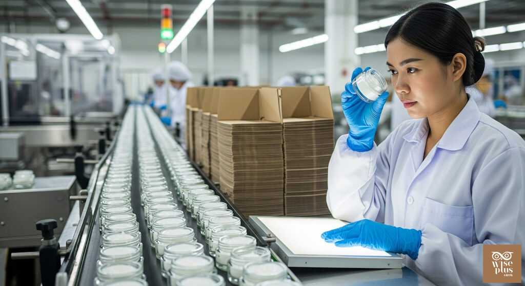 ตรวจสอบและบรรจุครีมก่อนจัดส่ง