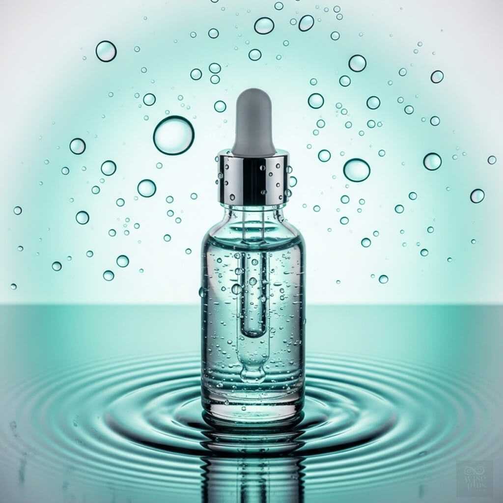 ขวดเซรั่มโซเดียมพีซีเอสื่อถึงการเติมน้ำล้ำลึกให้ผิว