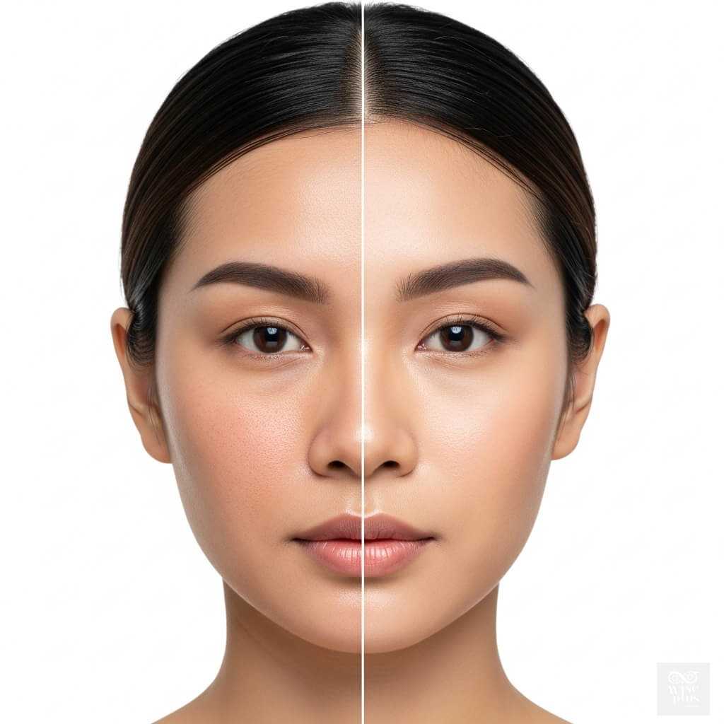 ผิวสาวไทยก่อนและหลังใช้สารสกัดดอกทองกวาว