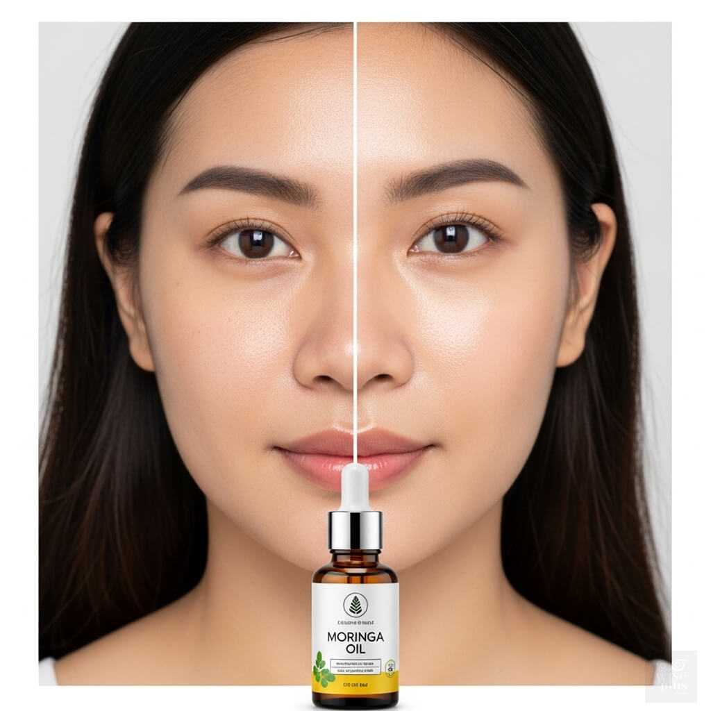 ผิวสาวไทยก่อนและหลังใช้เซรั่มน้ำมันมะรุม