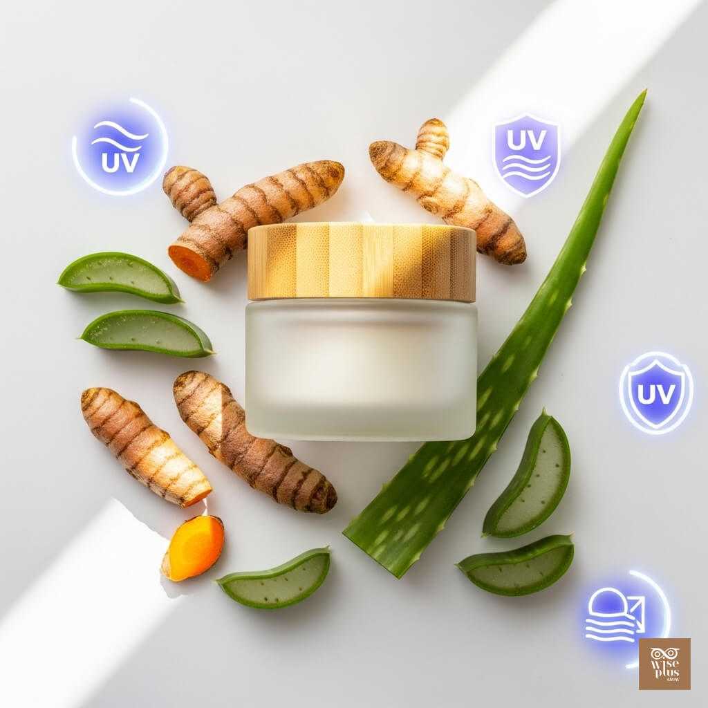 ครีมขมิ้นผสมสารกันแดดและอโลเวราเพื่อปกป้องผิว