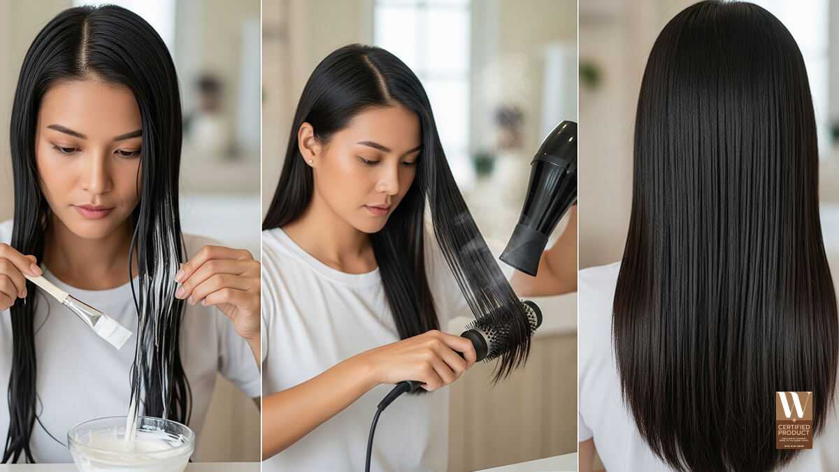 วิธีทำเคราตินผมตรงด้วยตัวเองแบบทีละขั้นตอน