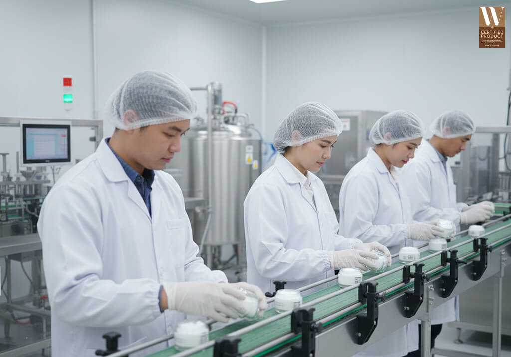 ตรวจสอบคุณภาพโรงงานผลิตครีมก่อนการส่งออก