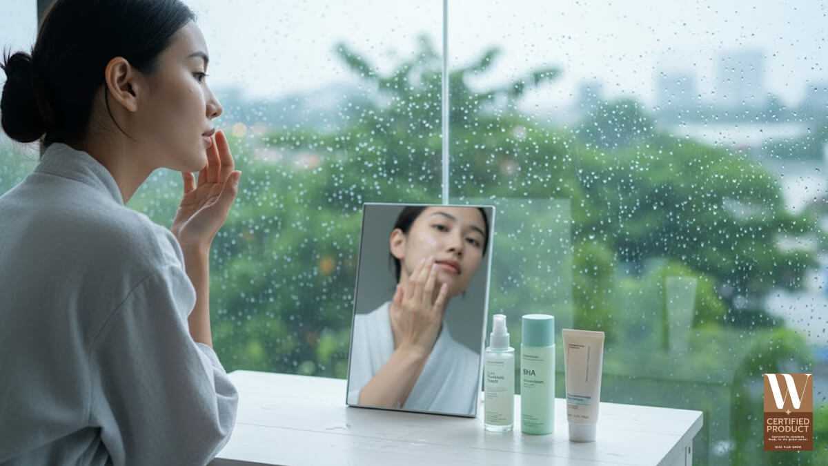 สกินแคร์ฤดูฝนป้องกันความชื้นและสิวอุดตัน