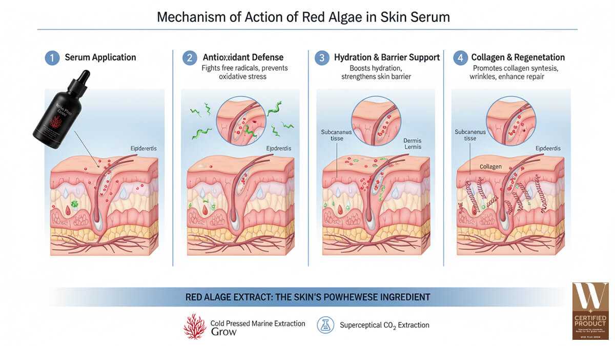 กลไกการทำงานของสาหร่ายแดงในเซรั่มบำรุงผิว