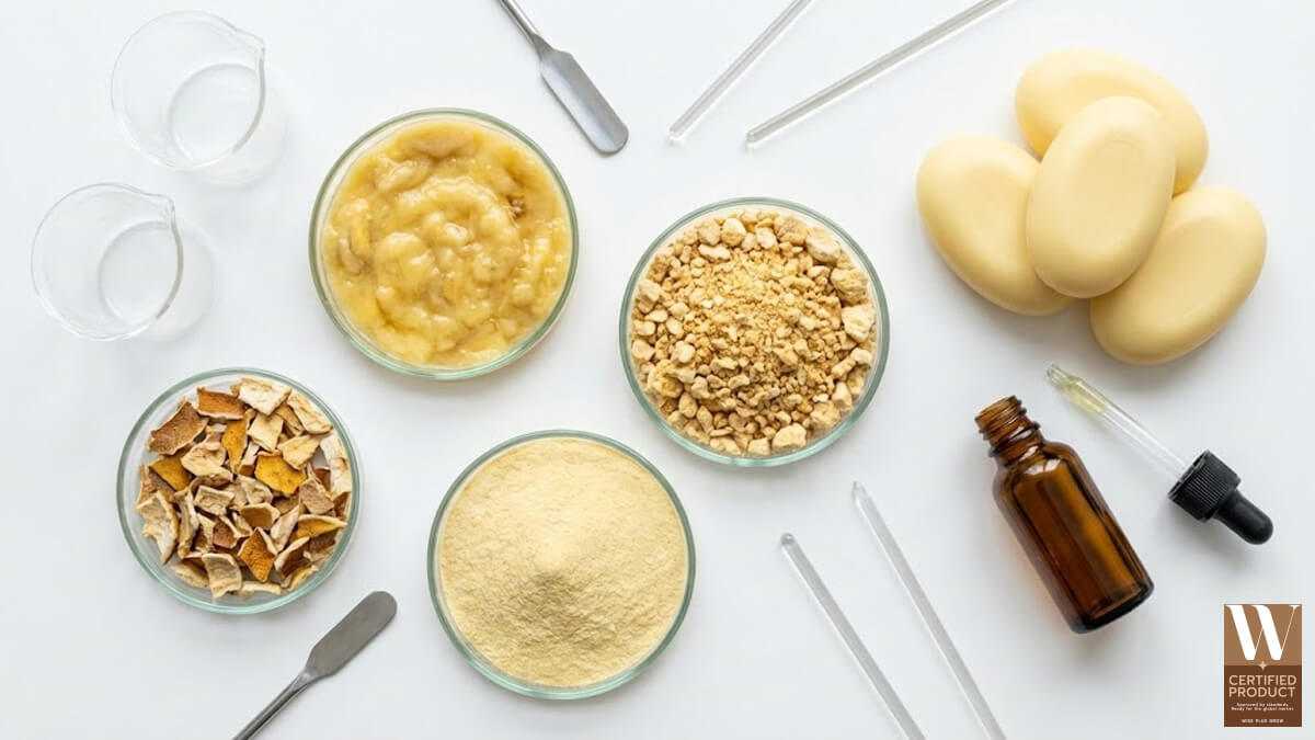 ตัวอย่างสารสกัดผลไม้หลายชนิดที่ใช้พัฒนาสบู่โทนหวานละมุน