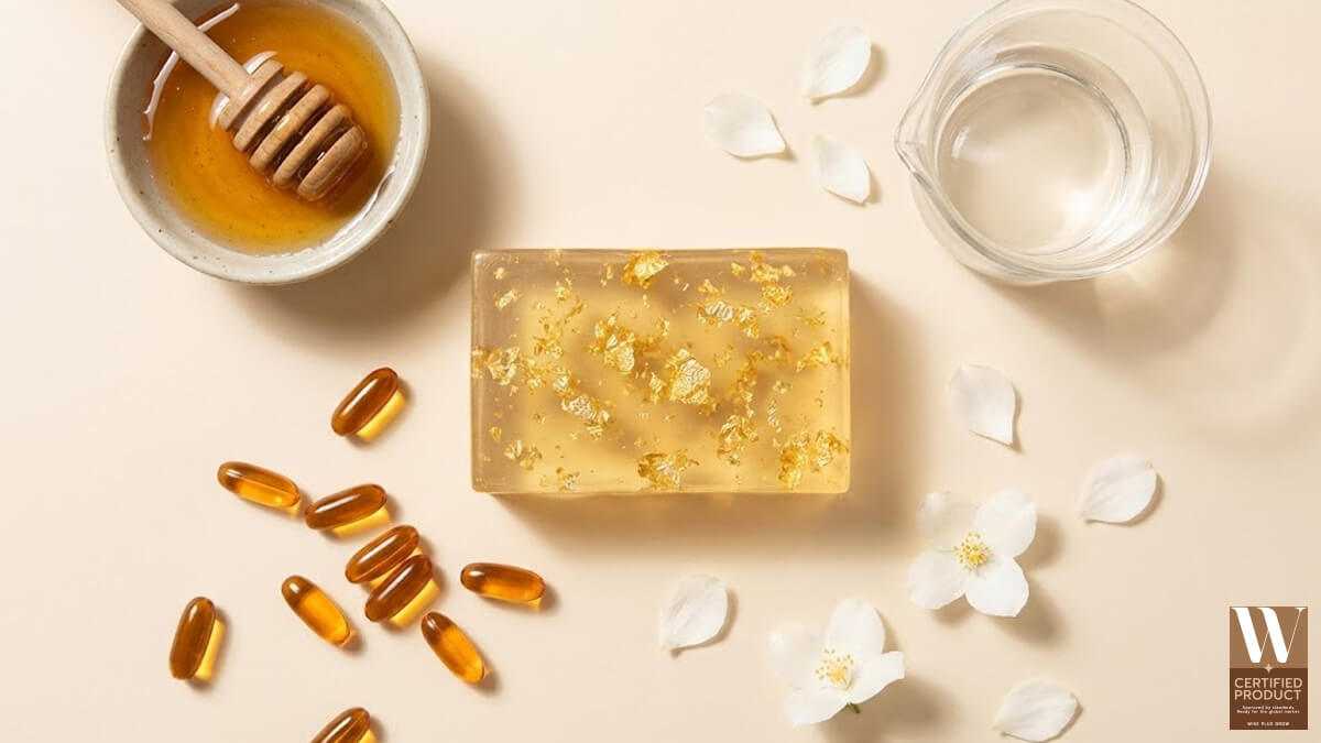 ส่วนผสมหลักของสบู่น้ำผึ้งทองคำเช่นน้ำผึ้งแท้ทองคำกลีเซอรีนและวิตามินอี