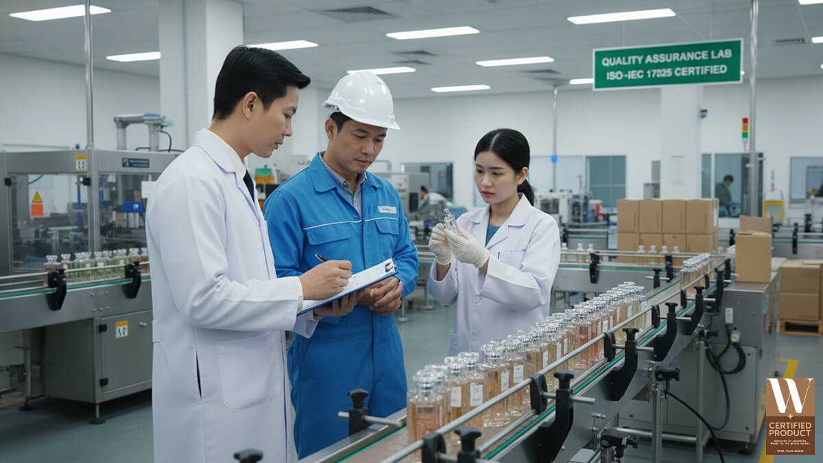 การทำงานร่วมกับห้องแล็บและโรงงานผลิตน้ำหอมเพื่อทดสอบคุณภาพ