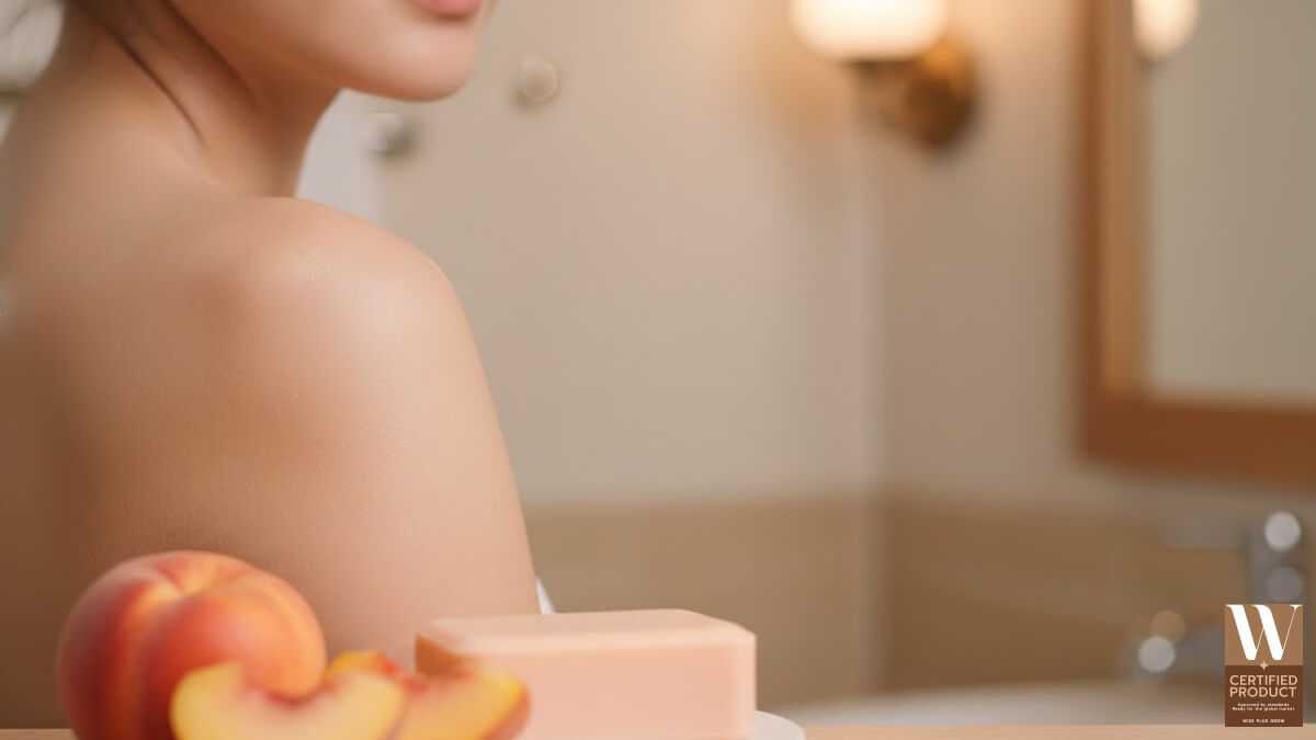 ผิวโกลว์ฉ่ำใสหลังอาบน้ำด้วยสบู่ลูกพีช