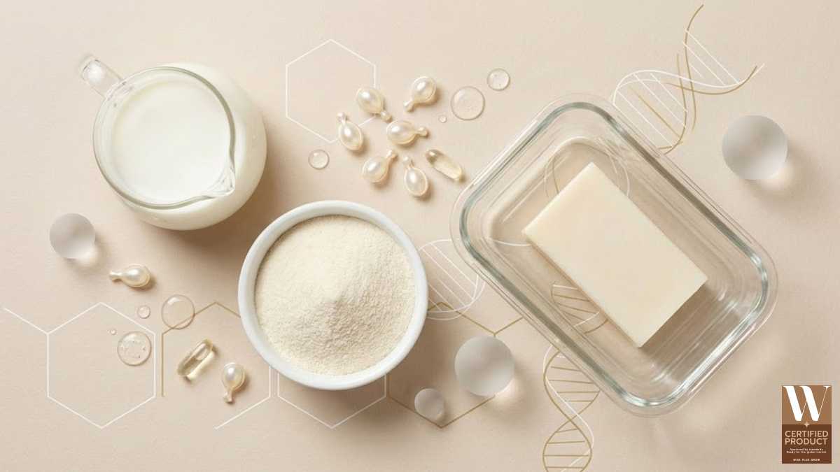 ส่วนผสมคอลลาเจนและนมแพะในสูตรสบู่บำรุงผิวอ่อนโยน