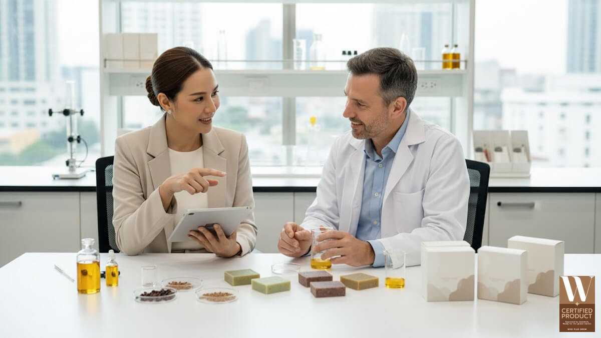 การพัฒนาสูตรและสร้างแบรนด์สบู่เมล็ดองุ่นร่วมกับโรงงานผลิตสบู่