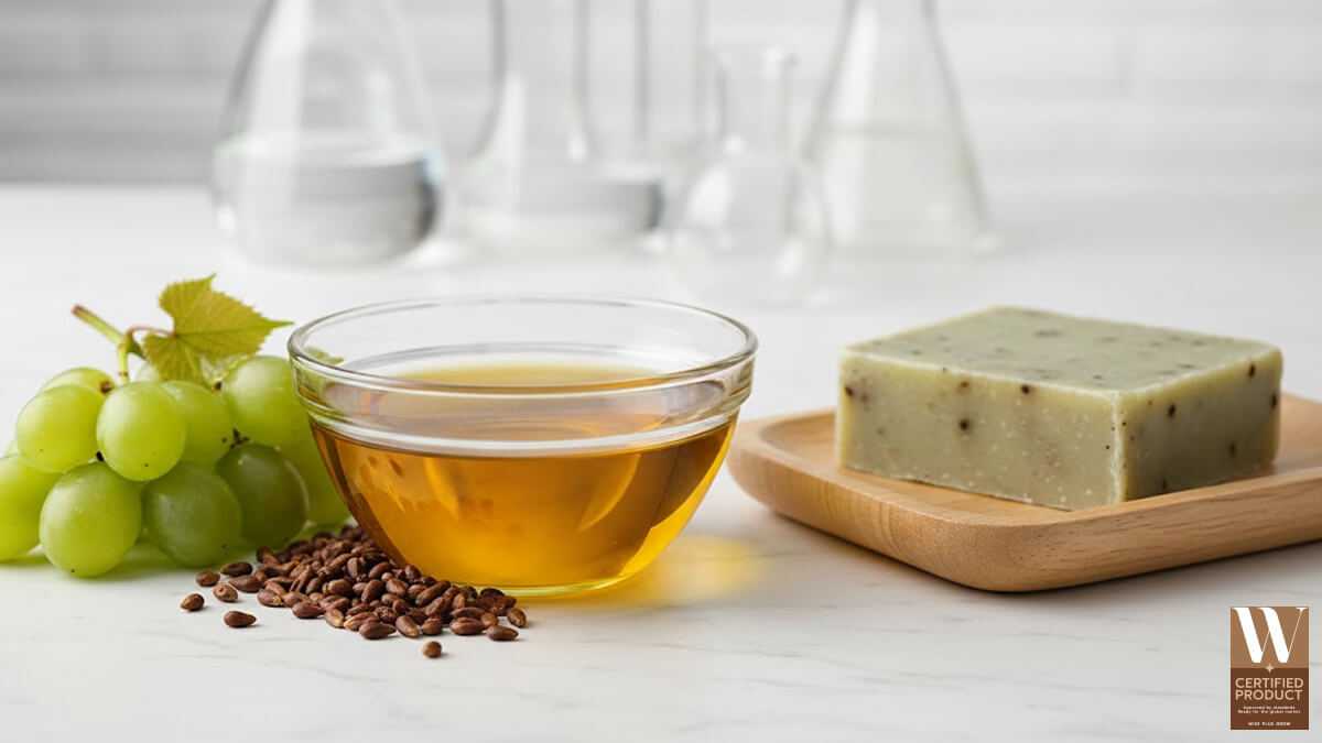 ส่วนผสมสบู่เมล็ดองุ่นจากน้ำมันและสารสกัดเมล็ดองุ่นเพื่อบำรุงผิว