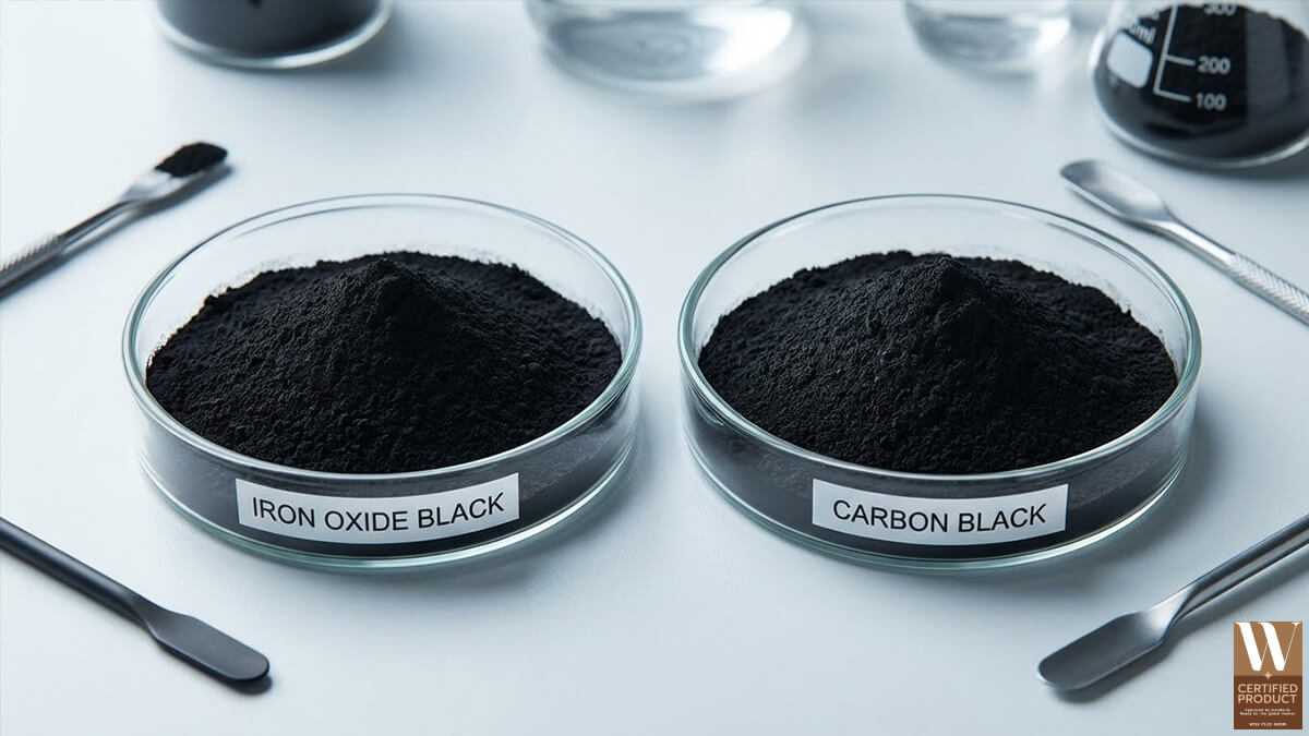 เม็ดสีดำในเครื่องสำอางจากสารสีเช่น iron oxide และ carbon black