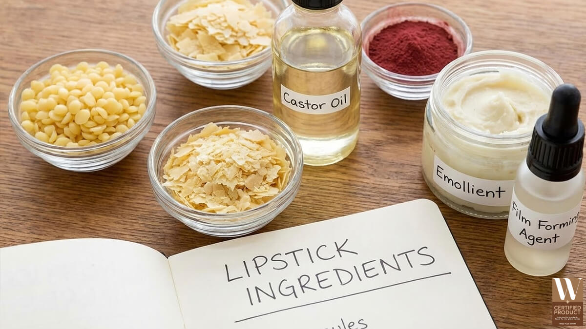 ส่วนผสมพื้นฐานของลิปสติกในสูตรเครื่องสำอางสำหรับริมฝีปาก