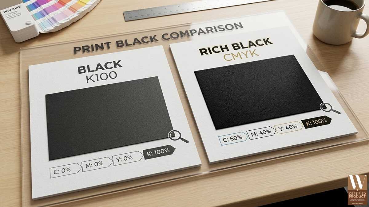 ความหมายของ Rich Black และความแตกต่างจากสีดำมาตรฐานในงานออกแบบและงานพิมพ์