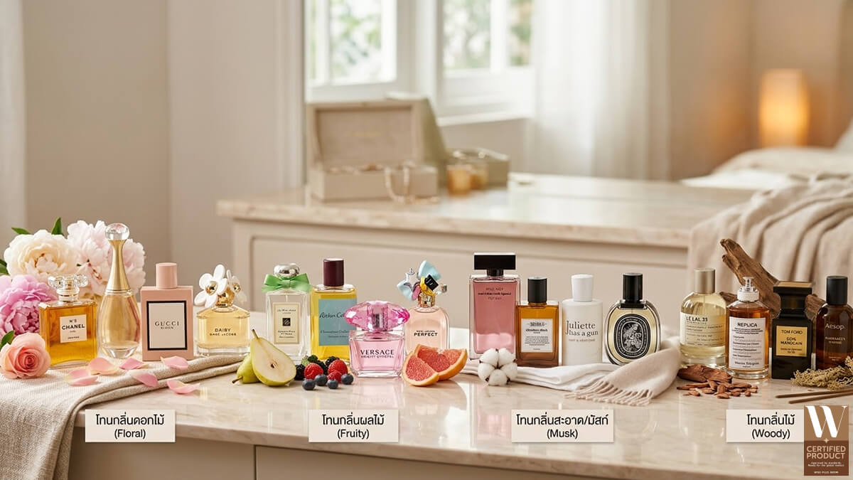 น้ำหอมผู้หญิงยอดนิยม แยกโทนกลิ่น floral fruity musk ที่ควรลอง